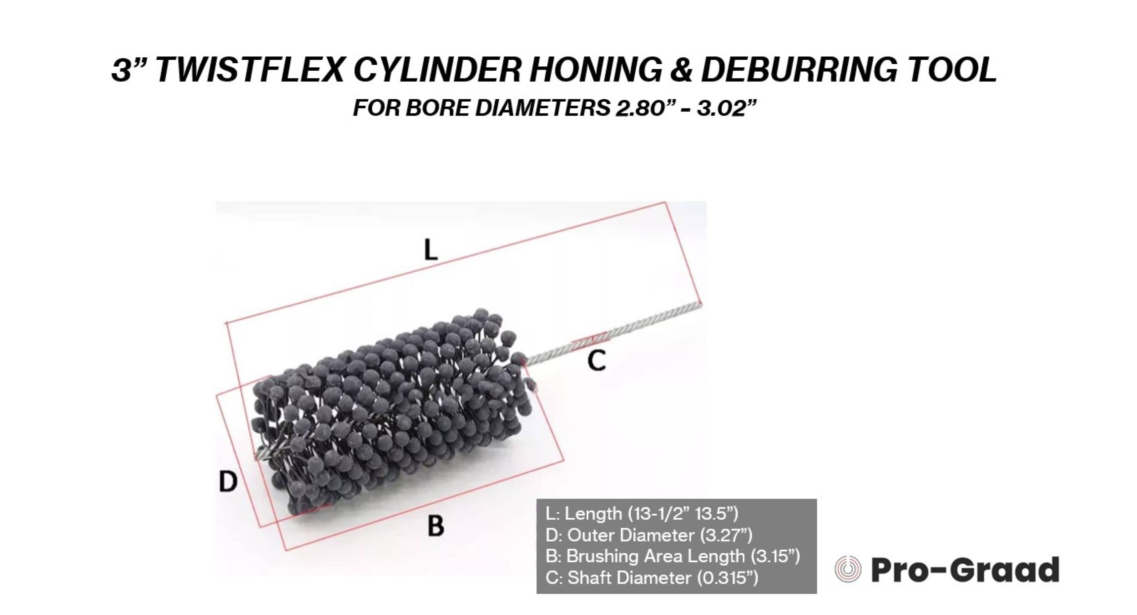 3" 240 Grit Silicon Carbide TwistFlex Cylinder Hone for 2.8"- 3.02" Bores