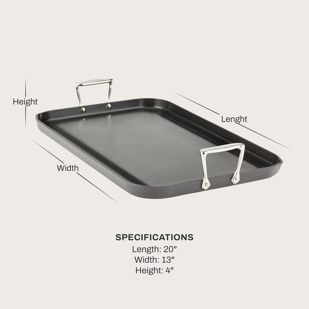 All-Clad HA1 Hard Anodized Nonstick Griddle 13x20 Inch Oven Broiler Safe 500F Pots and Pans, Cookware Black