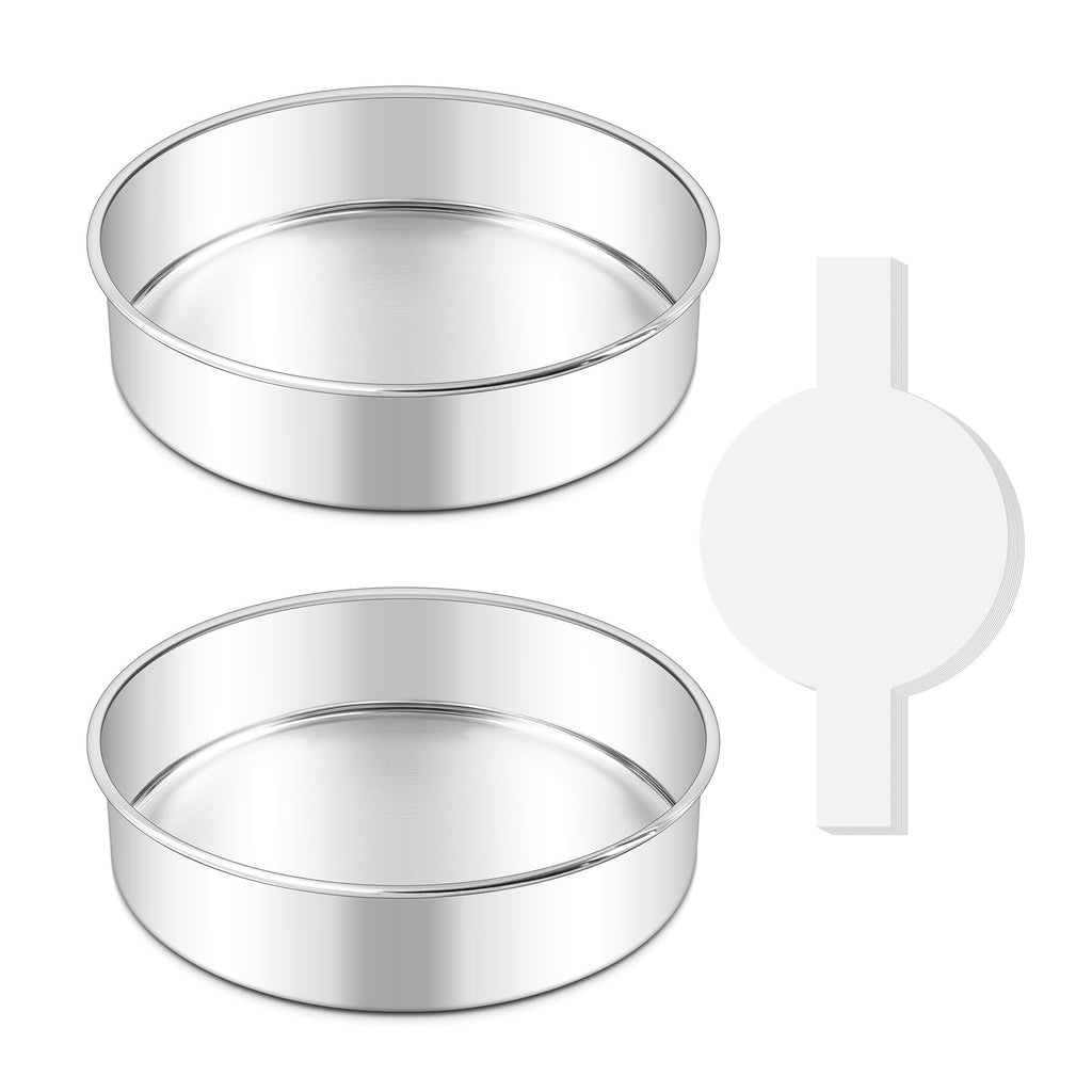 LIANYU 8 Inch Round Cake Pan Set, Baking Pans with 60 PCS Parchment Paper