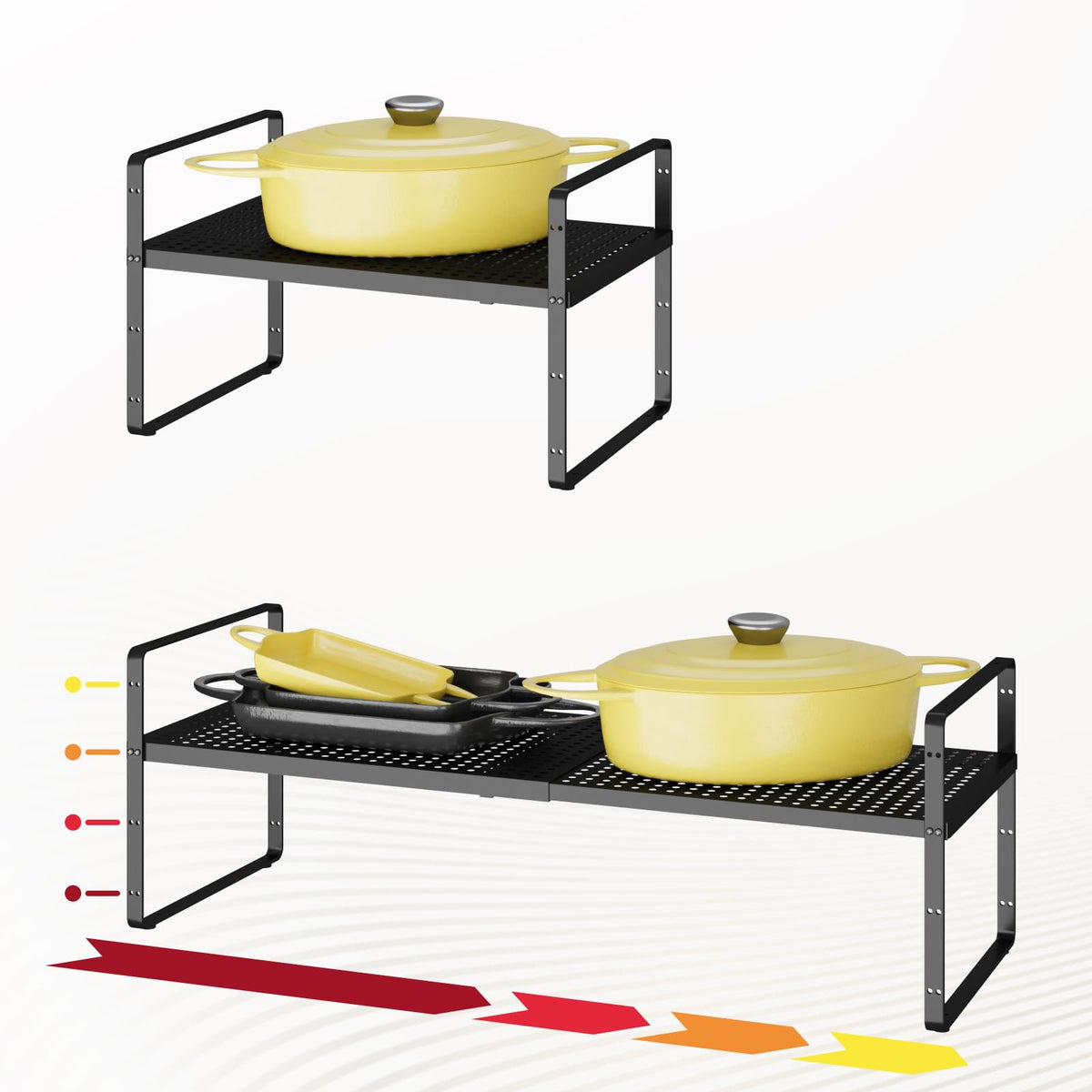 taiheis 16.5~27.1" Expandable Shelf，2Pack 8.1" Wide Adjustable Height Cabinet Shelves，Black