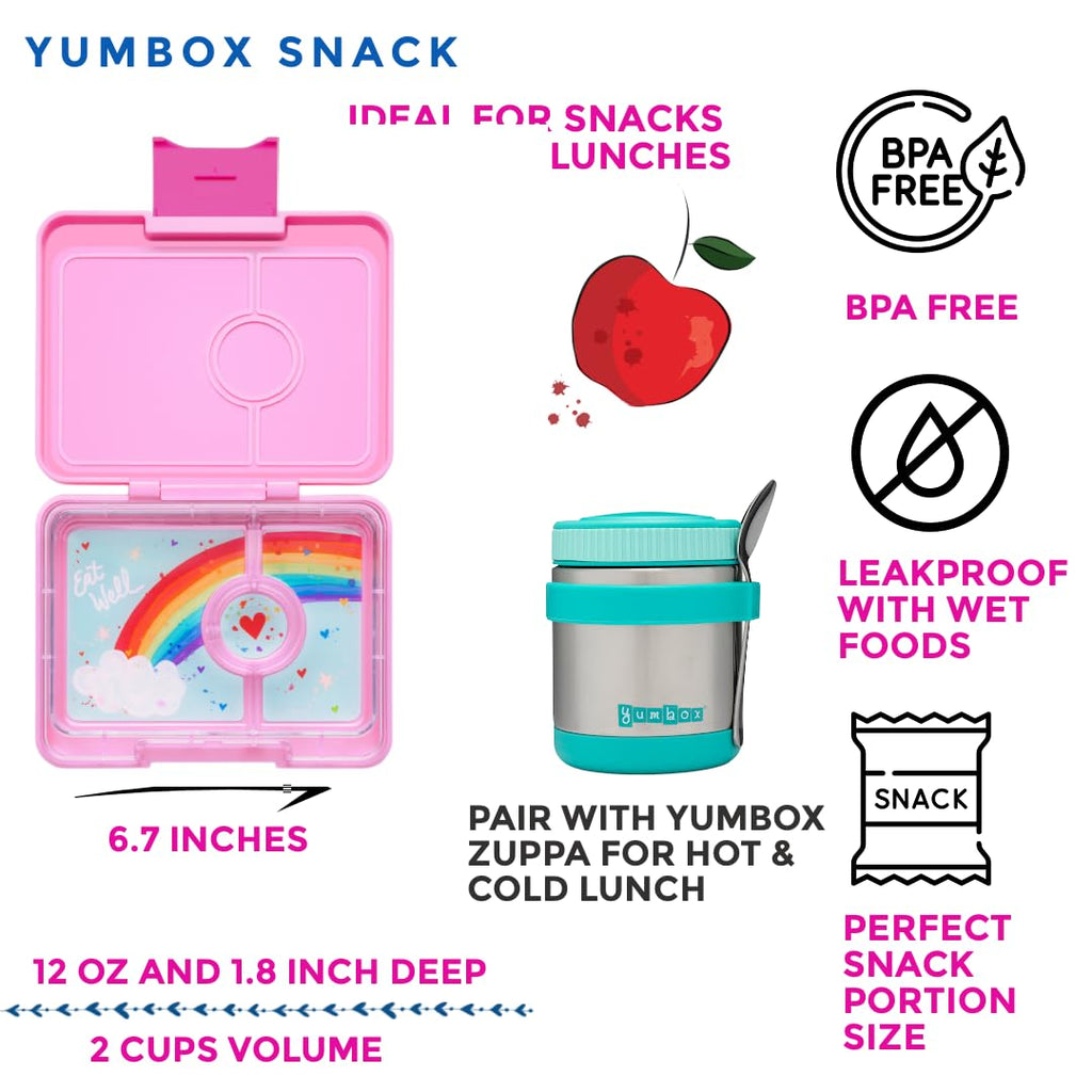 Yumbox Snack Box for Kids (Fifi Pink with Rainbow Tray)