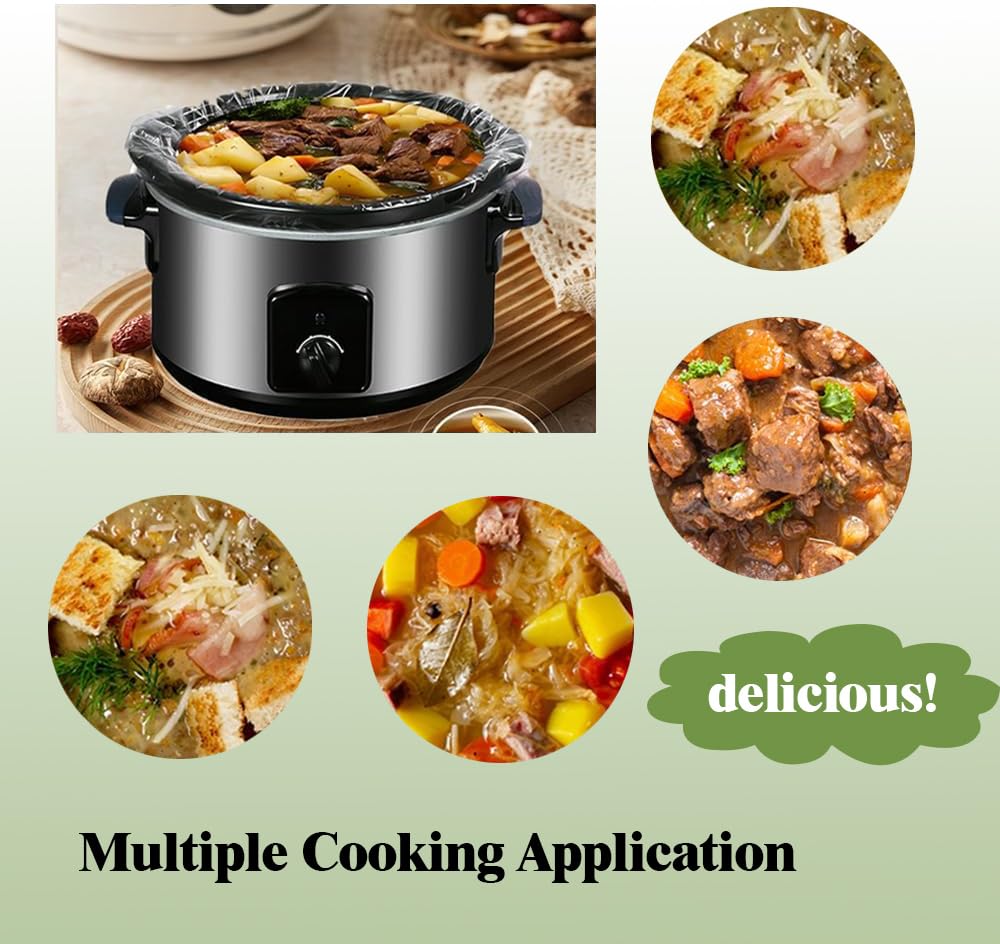 WZHSBSAQ Slow Cooker Liners, 60 Cooking Bags, Large Disposable Pot Liner Plastic Bags for 3QT to 8QT Slow Cookers, 13 in. x 21 in.