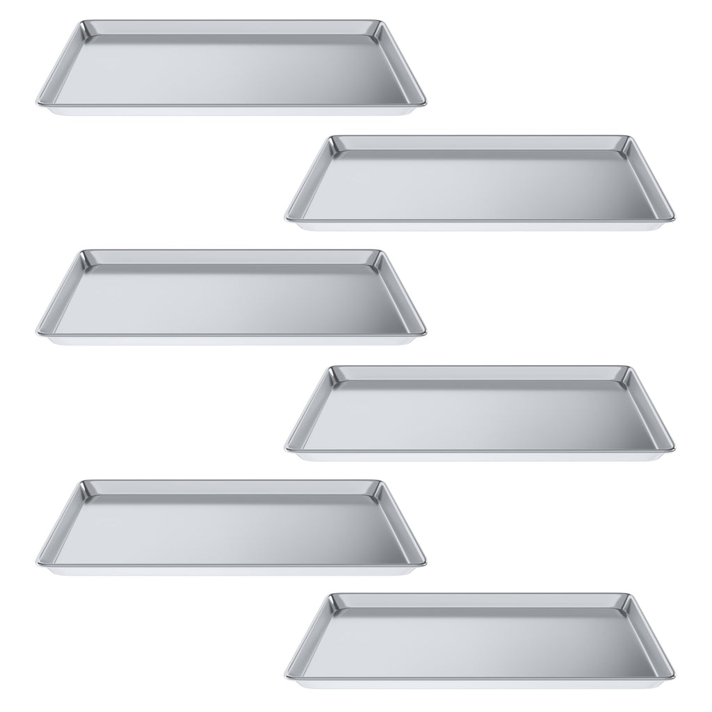Pack of 6 | 18 in. x 26 in. Full Size Aluminum Bun. / Sheet Pan | Ideal for baking, roasting, cooling, prepping, or storing - a must-have in restaurants, bakeries, and busy kitchens.