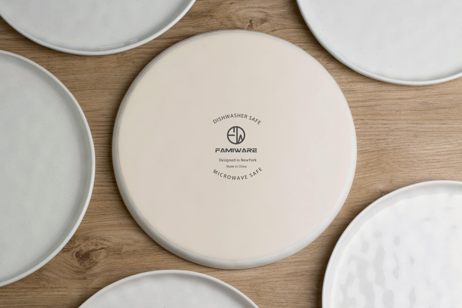 Famiware Mars Stoneware Dinnerware Set for 8, White