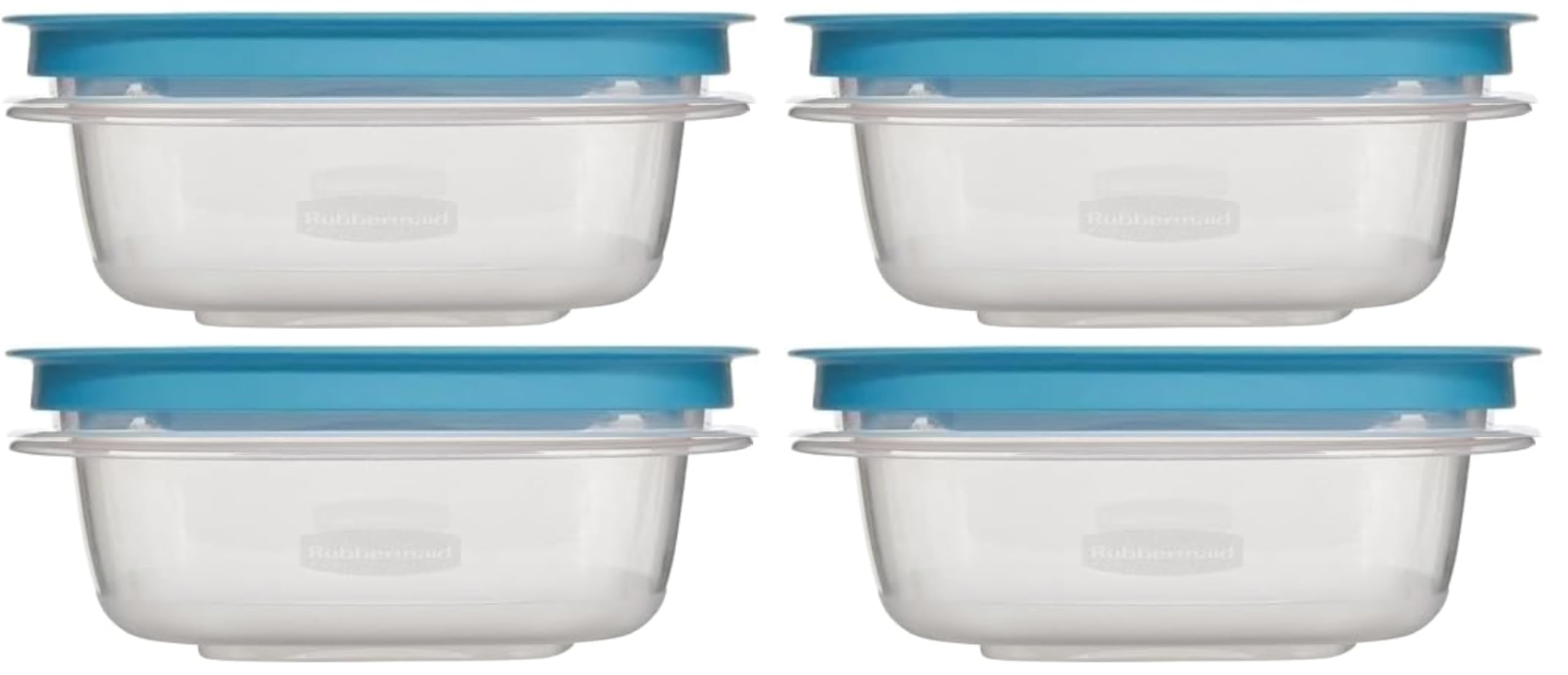 Utensilux Rubber maid 1.25 Cup Flex & Seal Leak Proof Lids Food Storage Container Set, Teal, Clear Meal Prep Flex Containers, 4 Piece Bundle Set