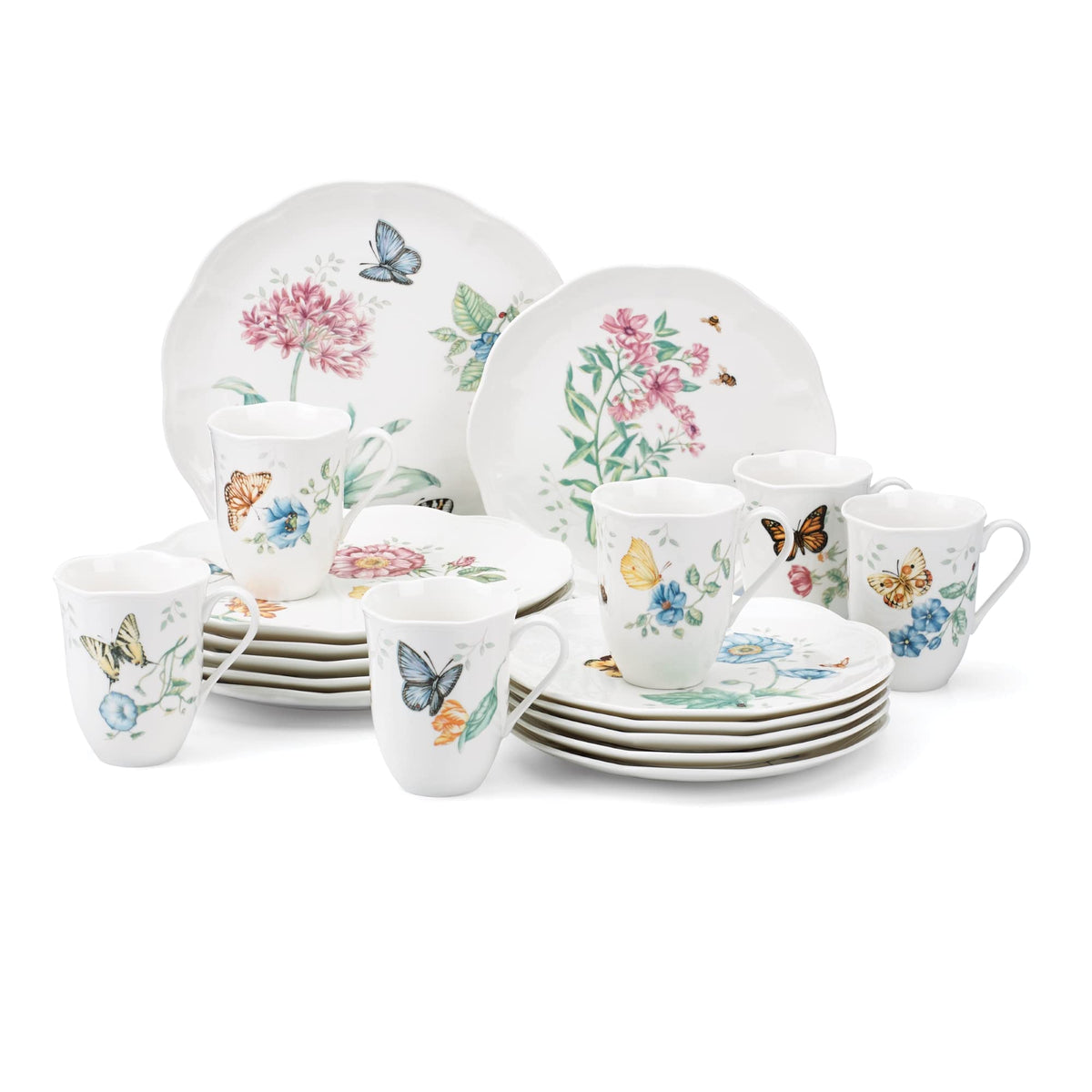 Lenox Butterfly Meadow Porcelain Mug Set for 4, 12oz