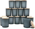 Thick Candle Jars for Making Candles 16 Pcs, 7 OZ Empty Jars with Wood Lids for Candle Making, Sample Container, Frosted Gray