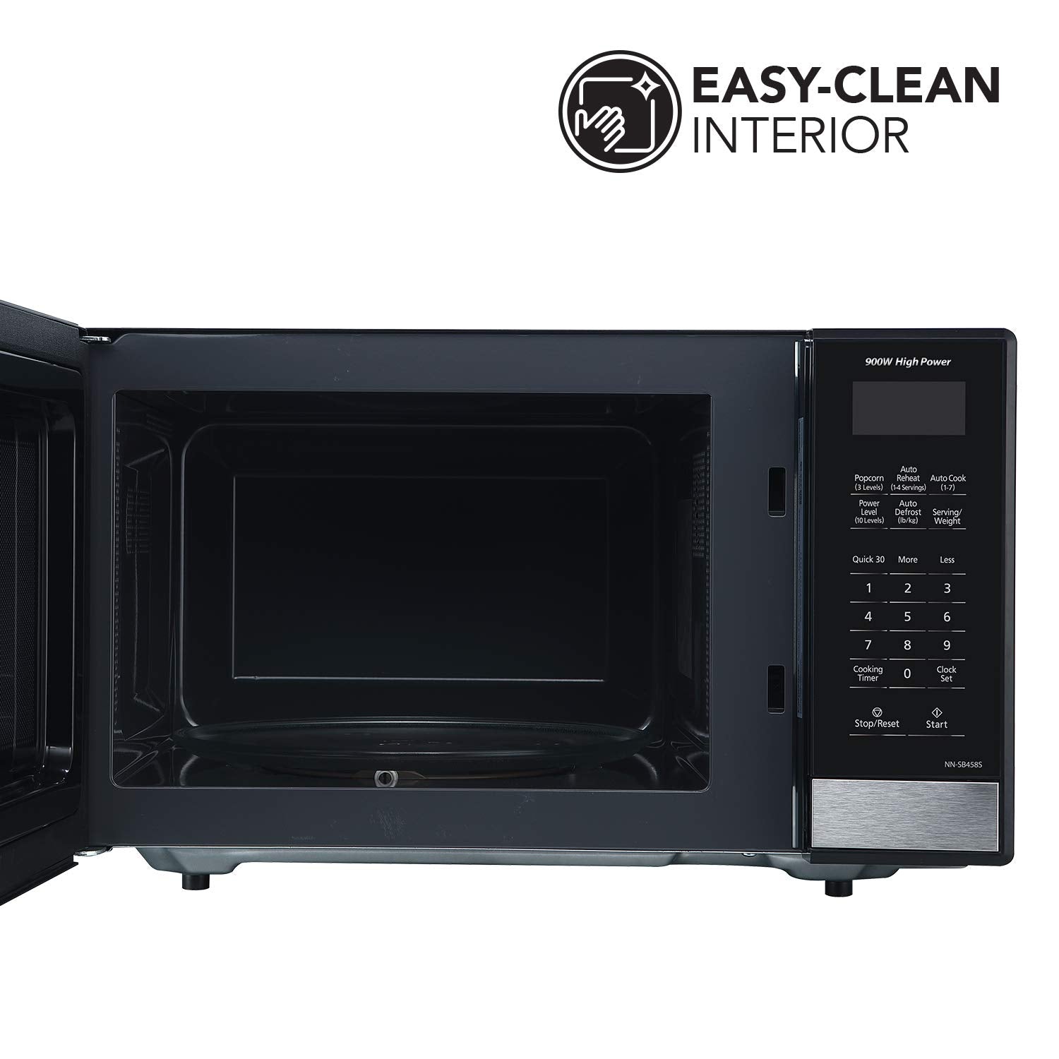 Panasonic NN-SB458S Compact Microwave Oven, 0.9 cu.ft., Stainless Steel/Silver