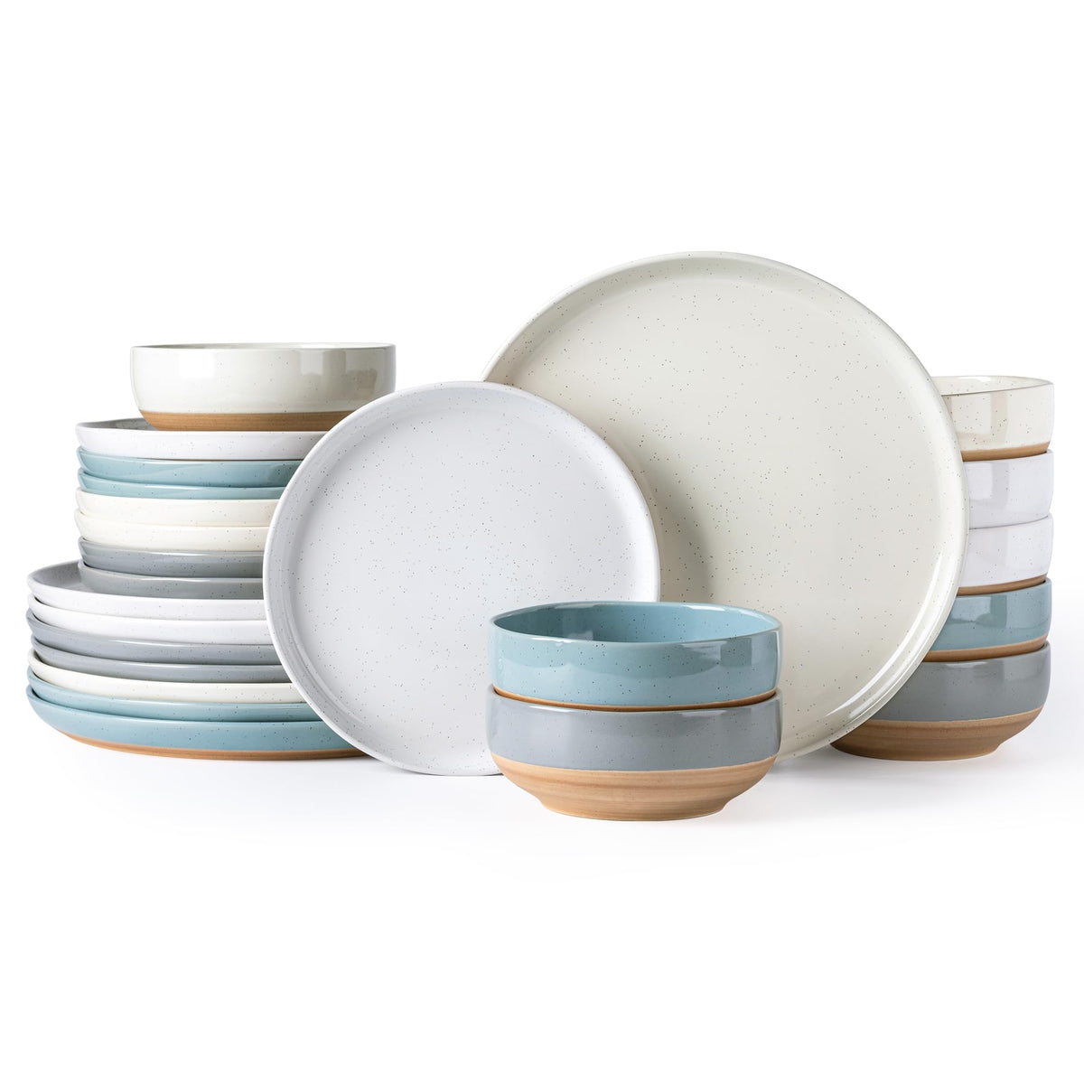 AmorArc Dinnerware Sets for 8, 24 Pieces Ceramic Plates and Bowls Set