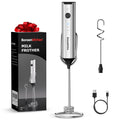 Bonsenkitchen Rechargeable Milk Frother with Stand, 3-Speed Handheld Coffee