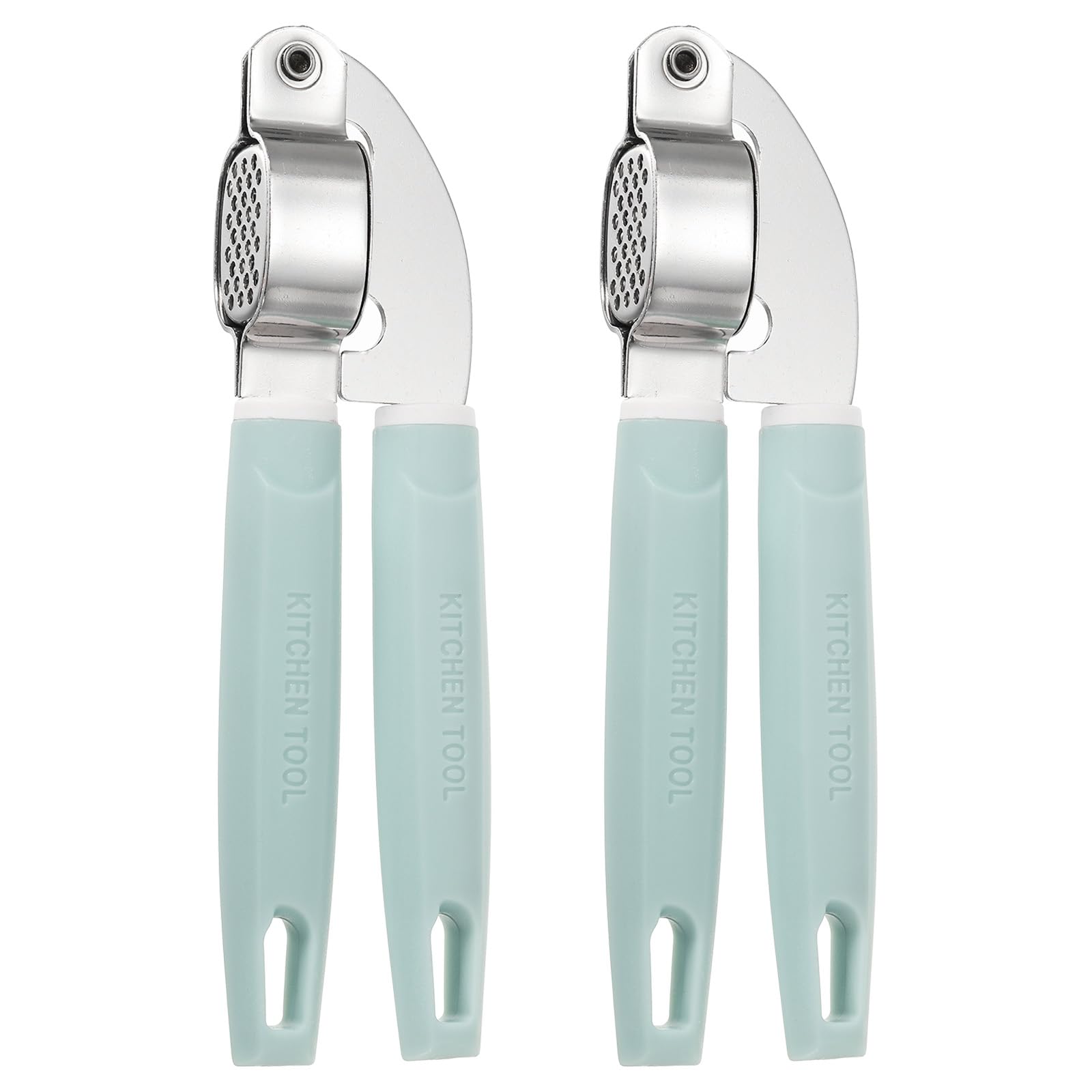 uxcell 2pcs Garlic Press, 7.7 Inch Stainless Steel Garlic Crusher and Peeler for Home Cooks and Professional Chefs, Blue