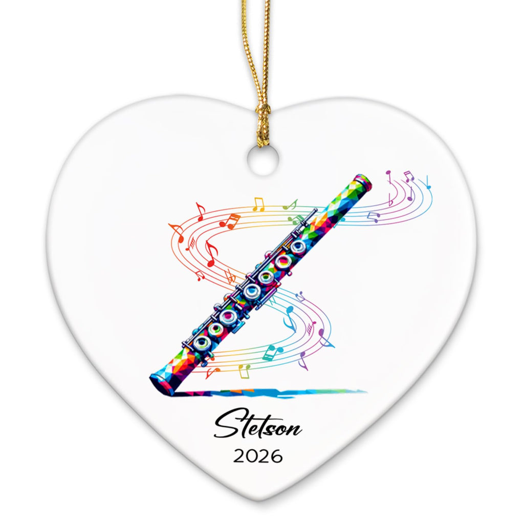 Customized Name & Year Flute Christmas Ceramic Ornament Gifts for Flutist, Flute Musician Christmas Ornaments Tree, Personalized Musical Instrument Lover Ceramic Keepsake 2026, Flutist Ornament Xmas