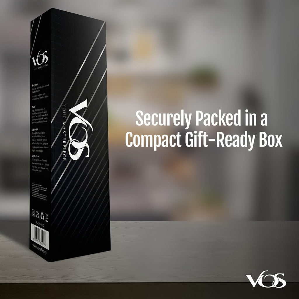 Vos Ceramic Knife Set in Elegant Gift Box, Ceramic Knives Set For Kitchen, Ultra Sharp Kitchen Knife Set with Covers, 4" 5" 6" Paring, Santoku & Chef Knife, Lightweight, Dishwasher safe (Red Handle)