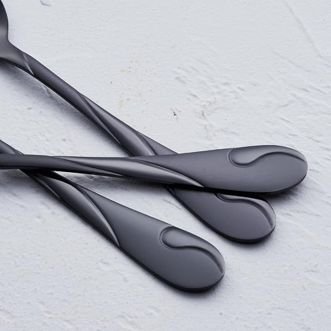 Black Silverware Set for 12, 60-Piece Stainless Steel Flatware Set, Shiny Black Metal Cutlery Set, Include Fork, Knife and Spoon Set, Dishwasher Safe