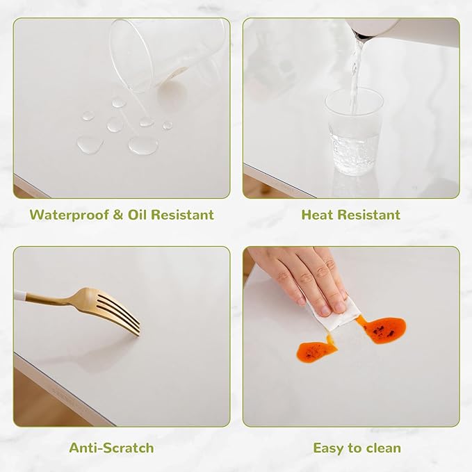 24 x 96 Inch Clear Plastic Table Cover, 1.5mm Thick, Waterproof for Dining, Kitchen & Office