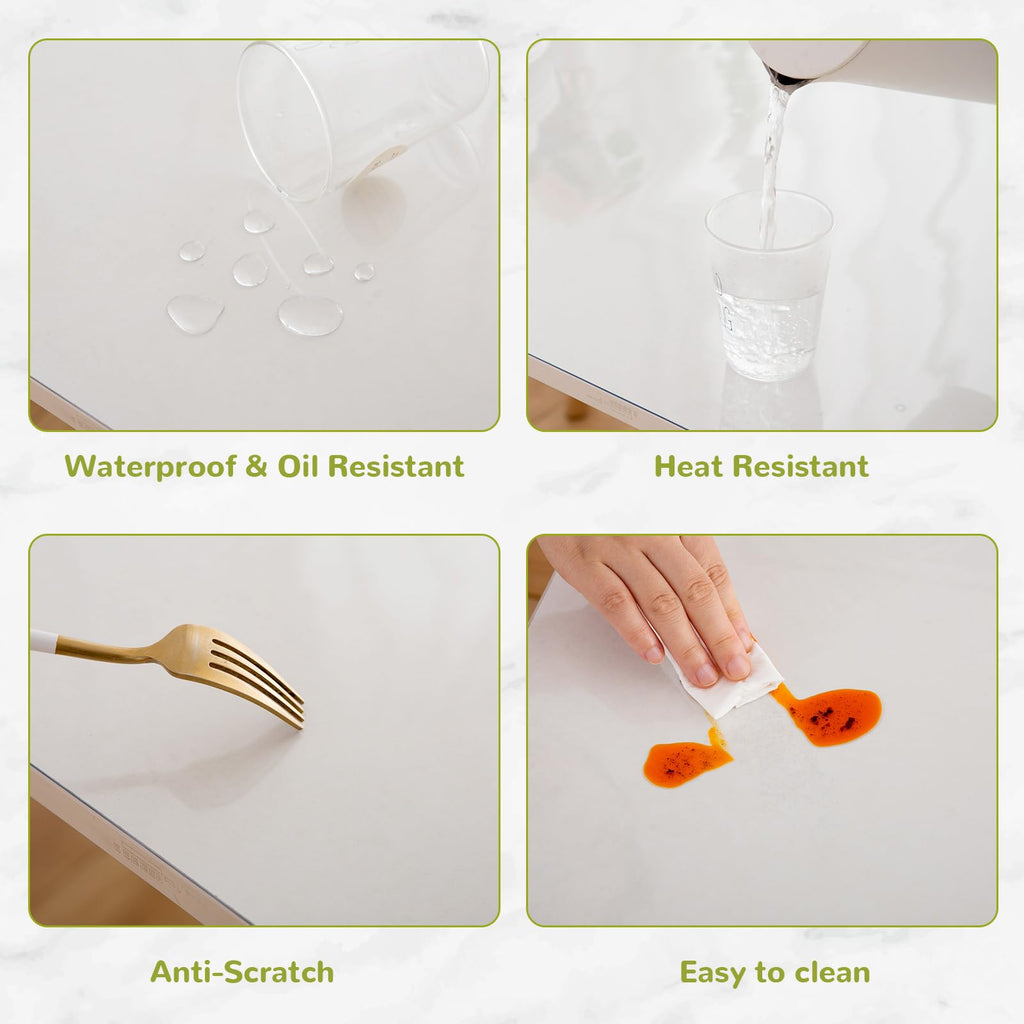 Eisdroma Clear Table Cover - 43 x 87 Inch, 1.5mm Thick Plastic, Waterproof Pad for Dining, Kitchen or Office