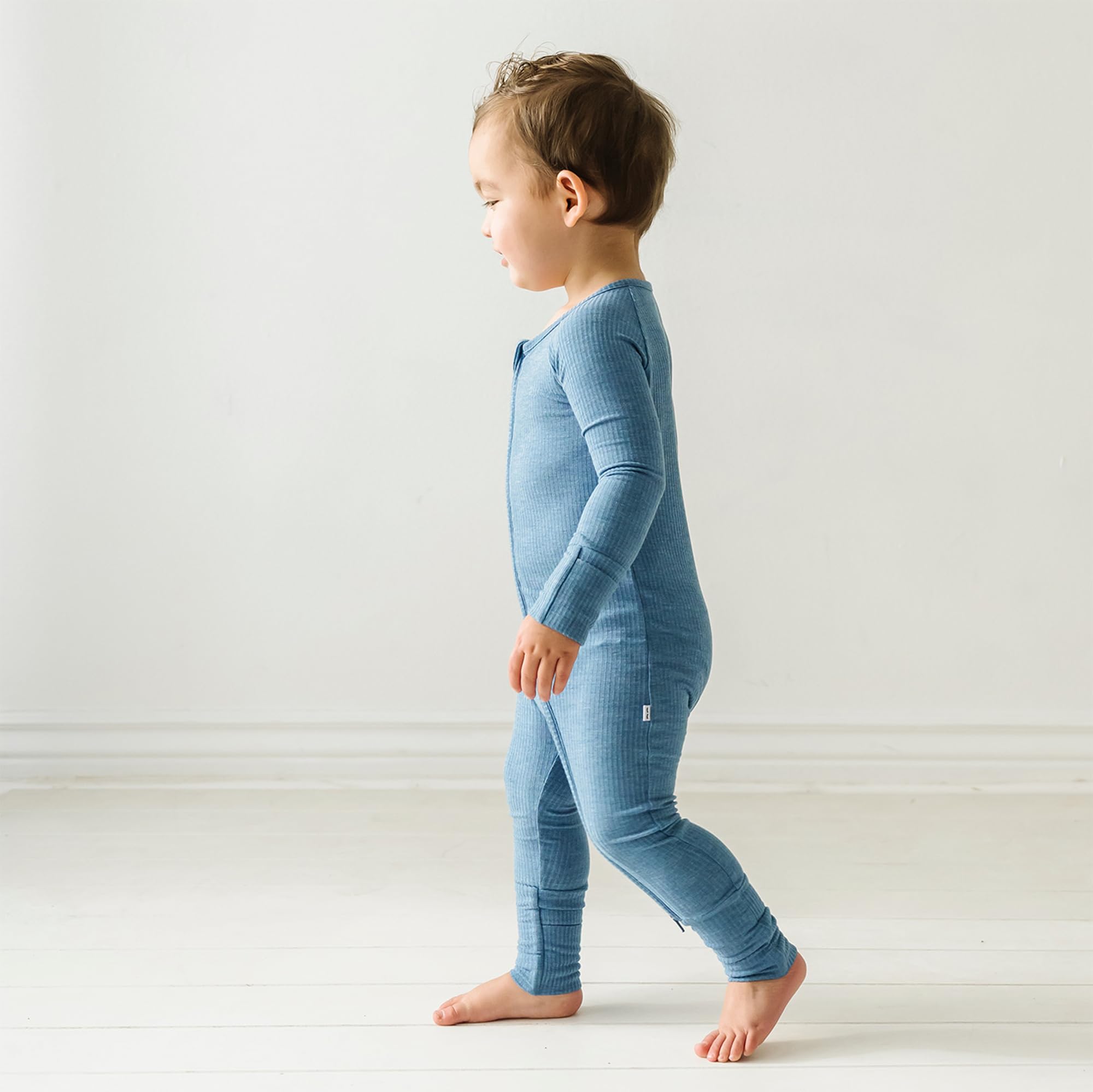 Little Sleepies Pajamas for Baby Boys & Girls, Viscose from Bamboo Baby Pajamas, Snug Baby Sleeper, Toddler PJs, 2-Way Zipper, Heather Blue, 18-24M