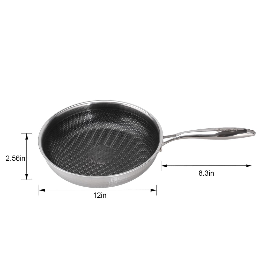 RisenutX Hybrid 12 inch Stainless Steel Non Stick Skillet