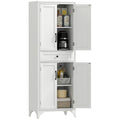 HOMCOM 67" Tall Freestanding Kitchen Pantry Cabinet 4-Door Drawer White