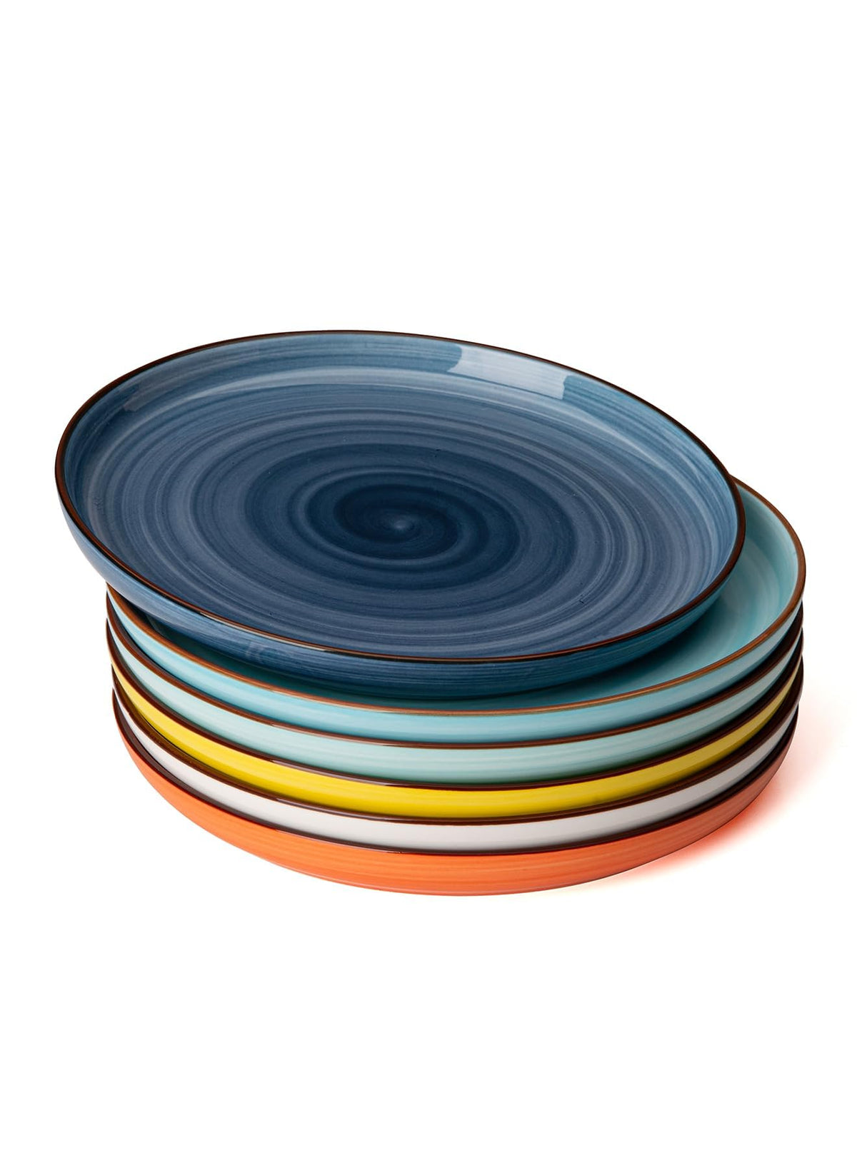 Sweese 7.4 Inch Porcelain Dessert Plates - Round Salad, Appetizer Plate Set for Kitchen, Small, Dishwasher Microwave Safe, Set of 6, Neutral