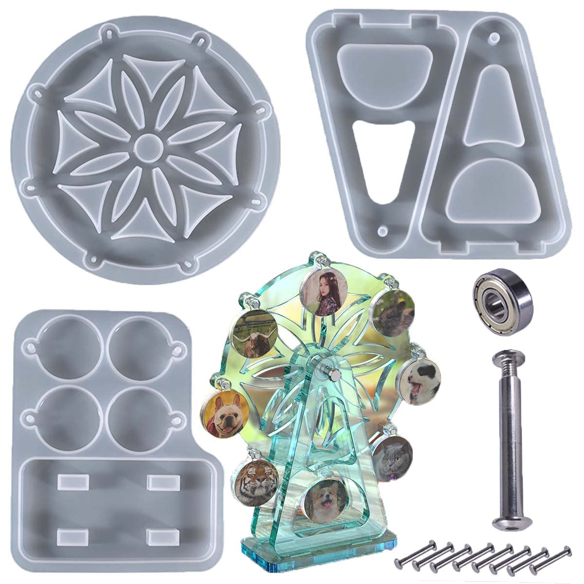 Ferris Wheel Resin Mold Set - Silicone Mold for Resin, Cake Decorating, Coasters, Desktop Decoration