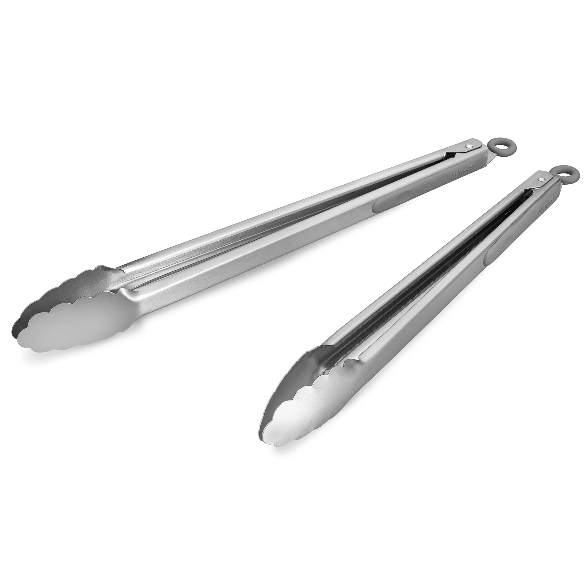 304 Stainless Steel Kitchen Cooking Tongs, 14 & 16 Inch, Set of 2, Grey