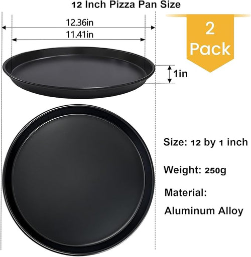 12 Inch Pizza Pan for Oven, Nonstick Aluminum Pizza Baking Tray, 2 Pack