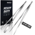 Eddeas 16 Inch long Kitchen Tweezers - 2 Pack large Tweezer Tongs for Cooking, Heavy Duty Stainless Steel Heat Resistant 600°F Food tweezers, Dishwasher safe