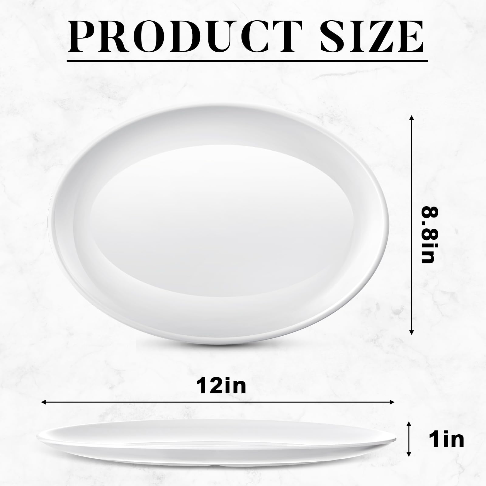 Dandat 36 Pcs Large Serving Platters Oval Trays White Plates Serving Dish for Wedding Party Restaurant Home Steak, Taco, Sushi, Appetizer, Cake (12 Inch)