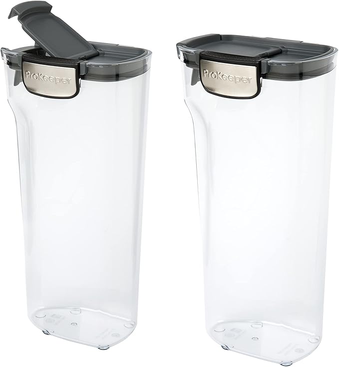 Progressive International ProKeeper+ Clear Plastic Airtight Food Baker's Kitchen Storage Organization Container Canister Set with Magnetic Accessories, 2- Piece Set (Cereal 4.5-Quart)
