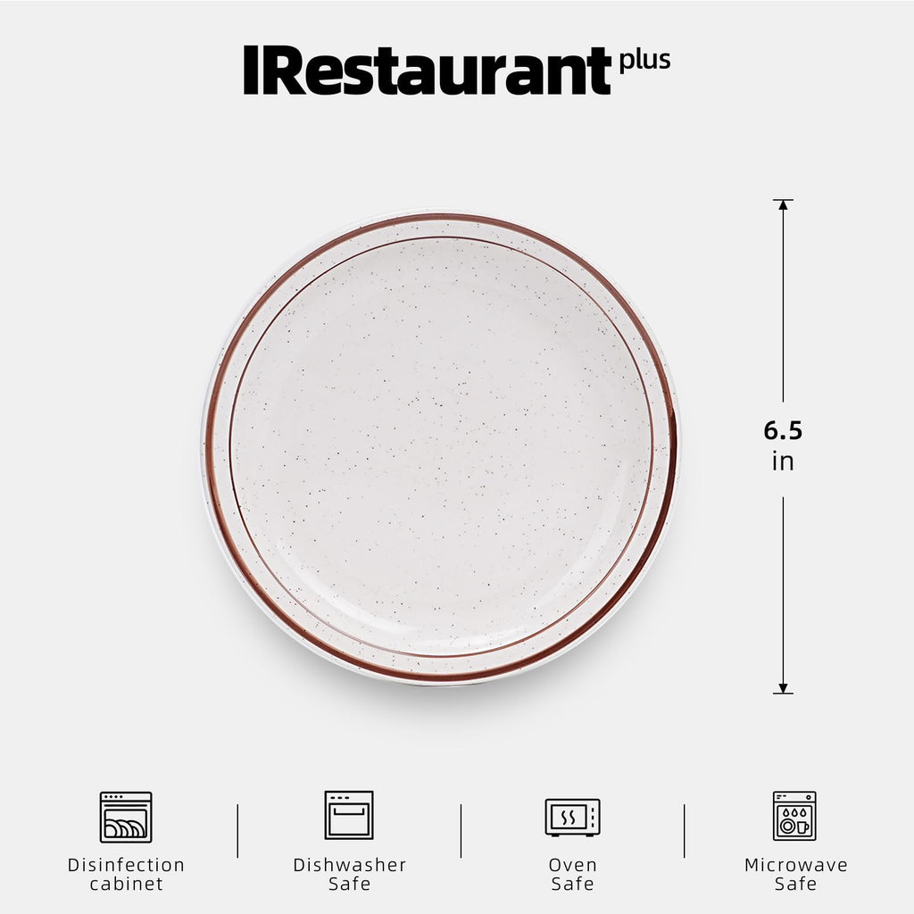 IRESTAURANT PLUS Stoneware Narrow Rim Brown Speckle, Plate 6.5", Case of 36