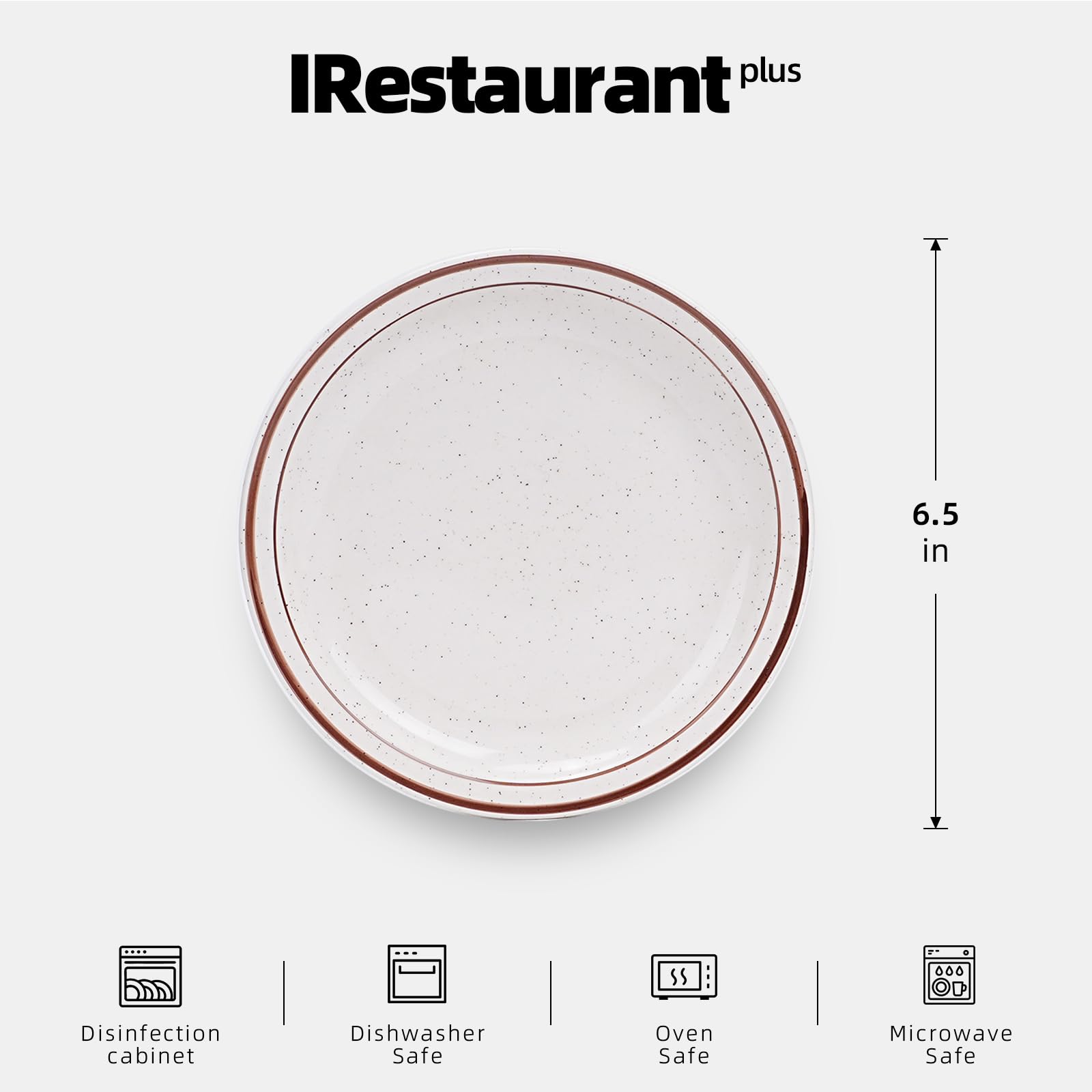 IRESTAURANT PLUS Stoneware Narrow Rim Brown Speckle, Plate 6.5", Case of 36