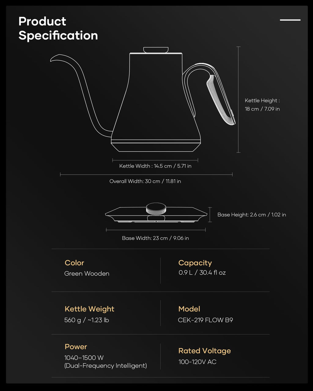 Cocinare Gooseneck Electric Kettle, ±1°F Precise Temperature Control, 1500W Fast Heating, Pour Over Coffee & Tea Kettle with Brew Timer & Keep Warm, Stainless Steel, 0.9L (Delacroix Green)