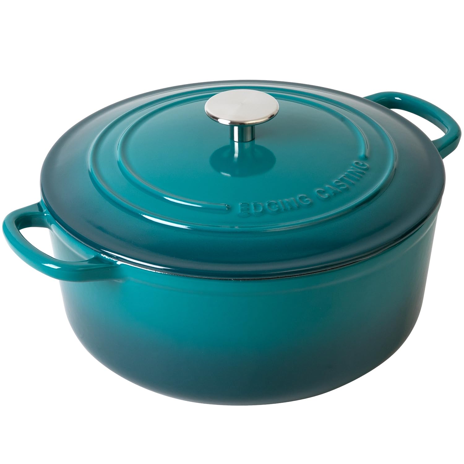 EDGING CASTING Dutch Ovens with Lid, Enameled Cast Iron Covered 5.5 Quart Dutch Oven with Dual Handle, Darkcyan