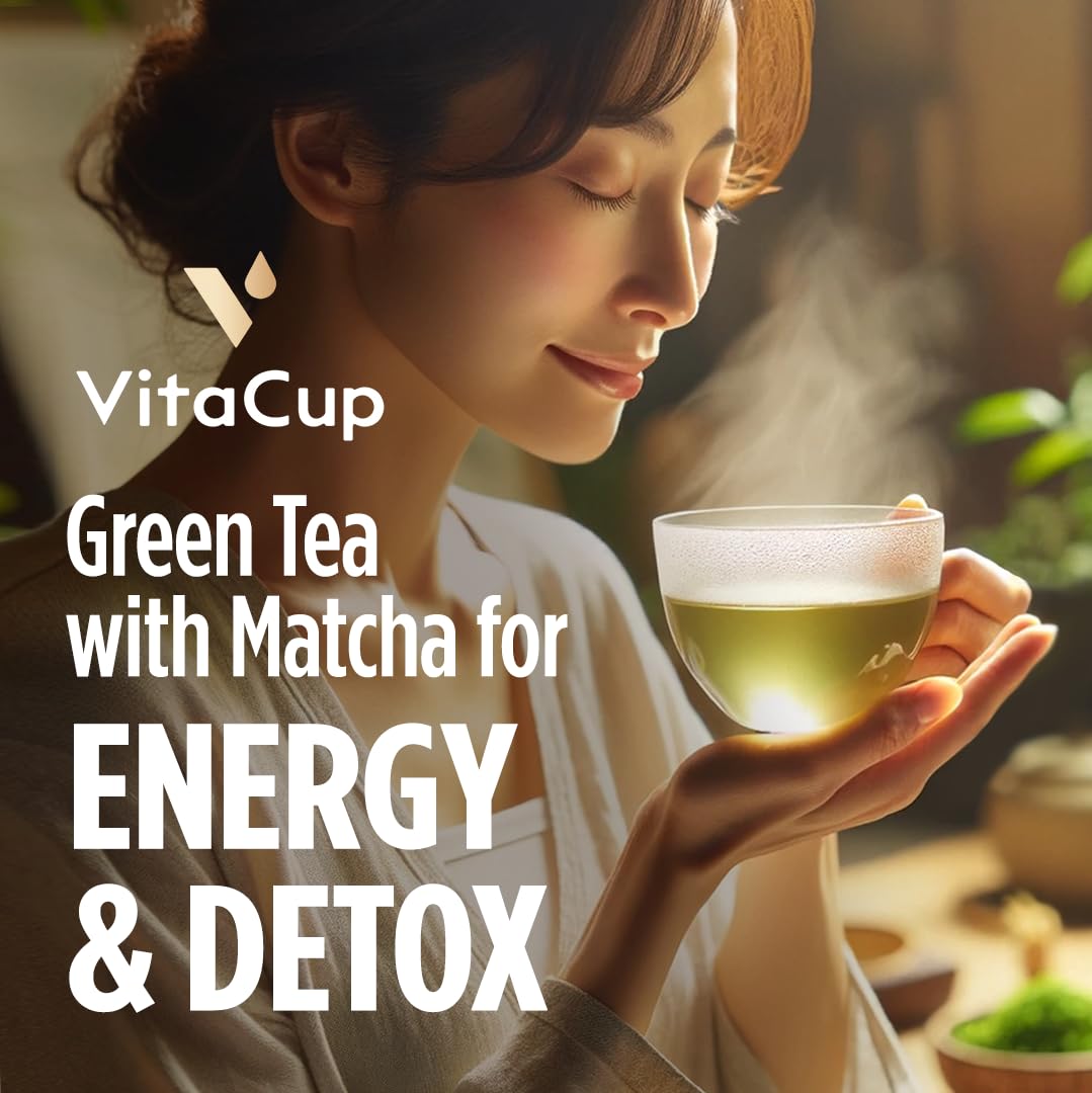 VitaCup Green Tea Instant Packets with Matcha, 16ct