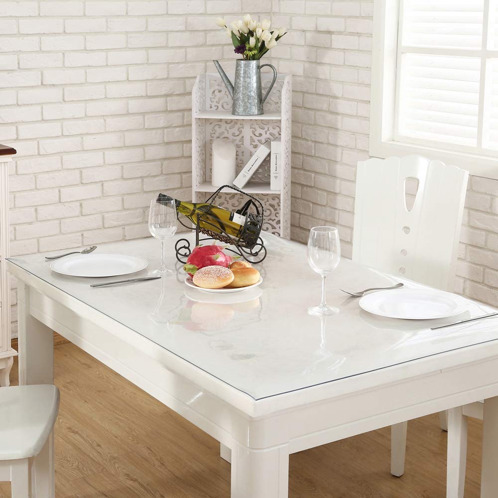 NECAUX Clear PVC Table Cover Protector 19 x 48 Inch 1.5mm Thick