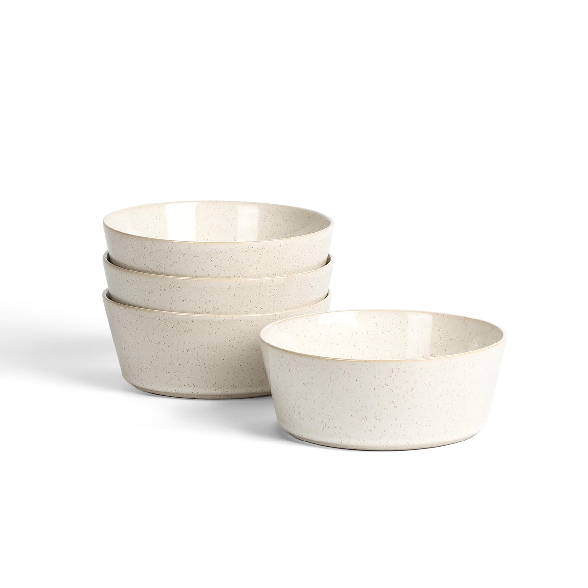 Stone Lain Claire 4-Piece Bowl Set Stoneware, Bowls, Dishwasher and Microwave Safe, Dish Set for 4, White