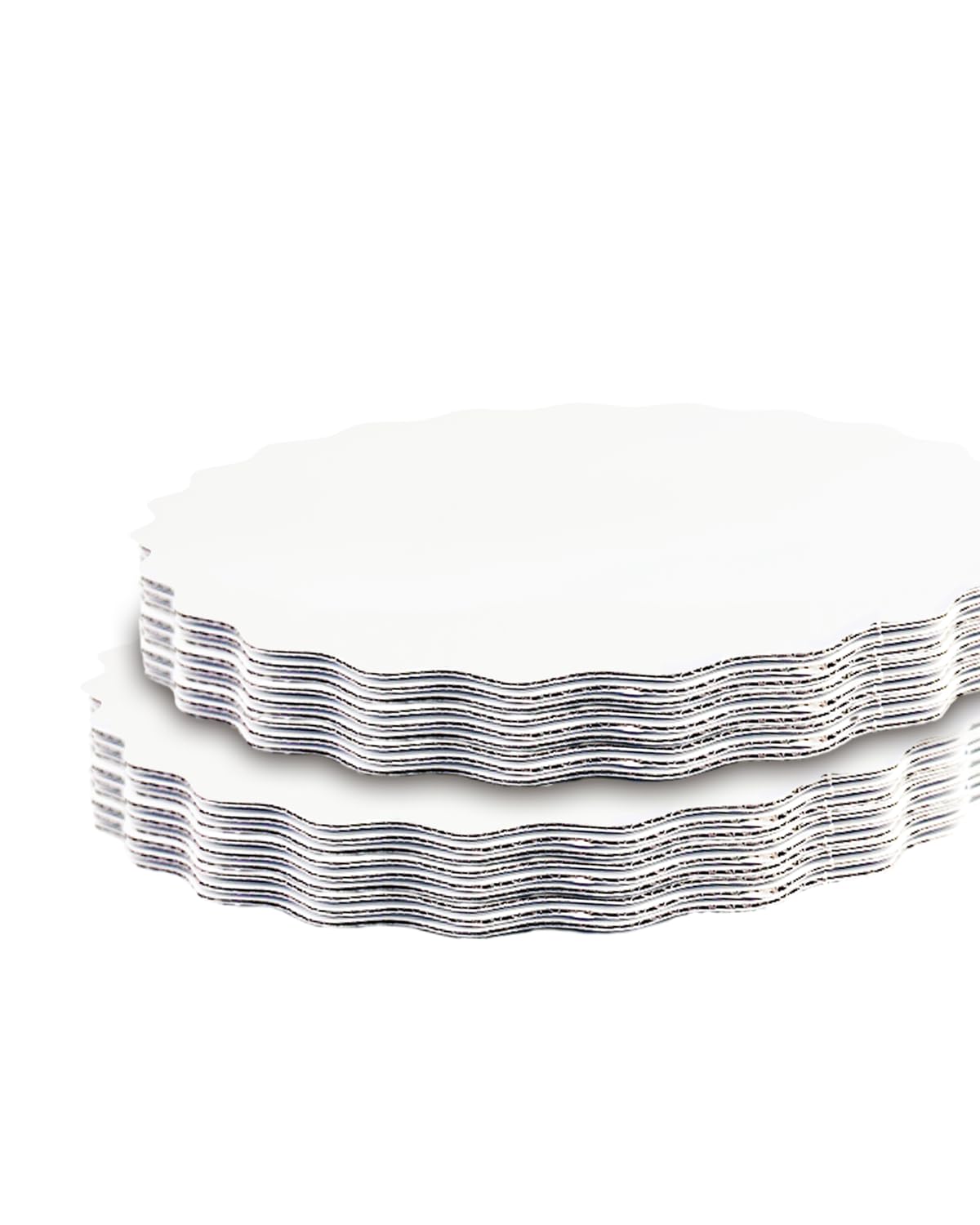 qiqee 10 Inch White Wave Cake Boards Round 50-Packs Circles Rounds Base Food-Grade Cardboard Wave Cake Plate（Thinner But Stronger）