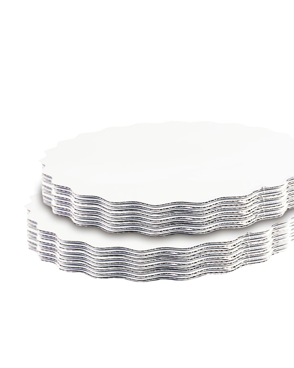 qiqee 8 Inch White Wave Cake Boards Round 15-Packs Circles Rounds Base Food-Grade Cardboard Wave Cake Plate（Thinner But Stronger）
