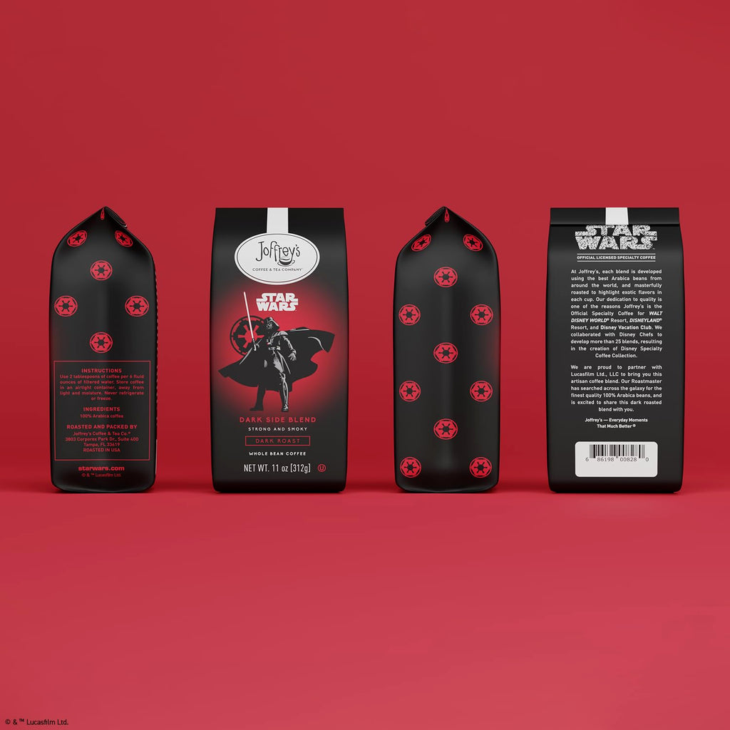 Joffrey's Coffee - STAR WARS™ Dark Side Blend, STAR WARS Licensed Coffee Collection, Artisan Dark Roast, Strong & Smooth Taste, Brew or French Press (Whole Bean, 11oz)
