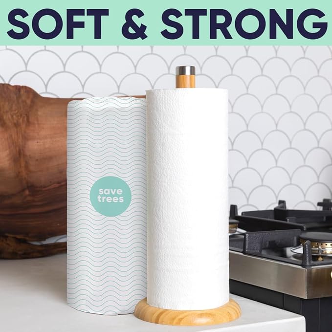 Save Trees Bamboo Paper Towels 12pk - 1800 Sheets Paper Towel Rolls Ultra Absorbent & Durable EcoTowels - FSC-Certified, Vegan Bamboo Kitchen Rolls