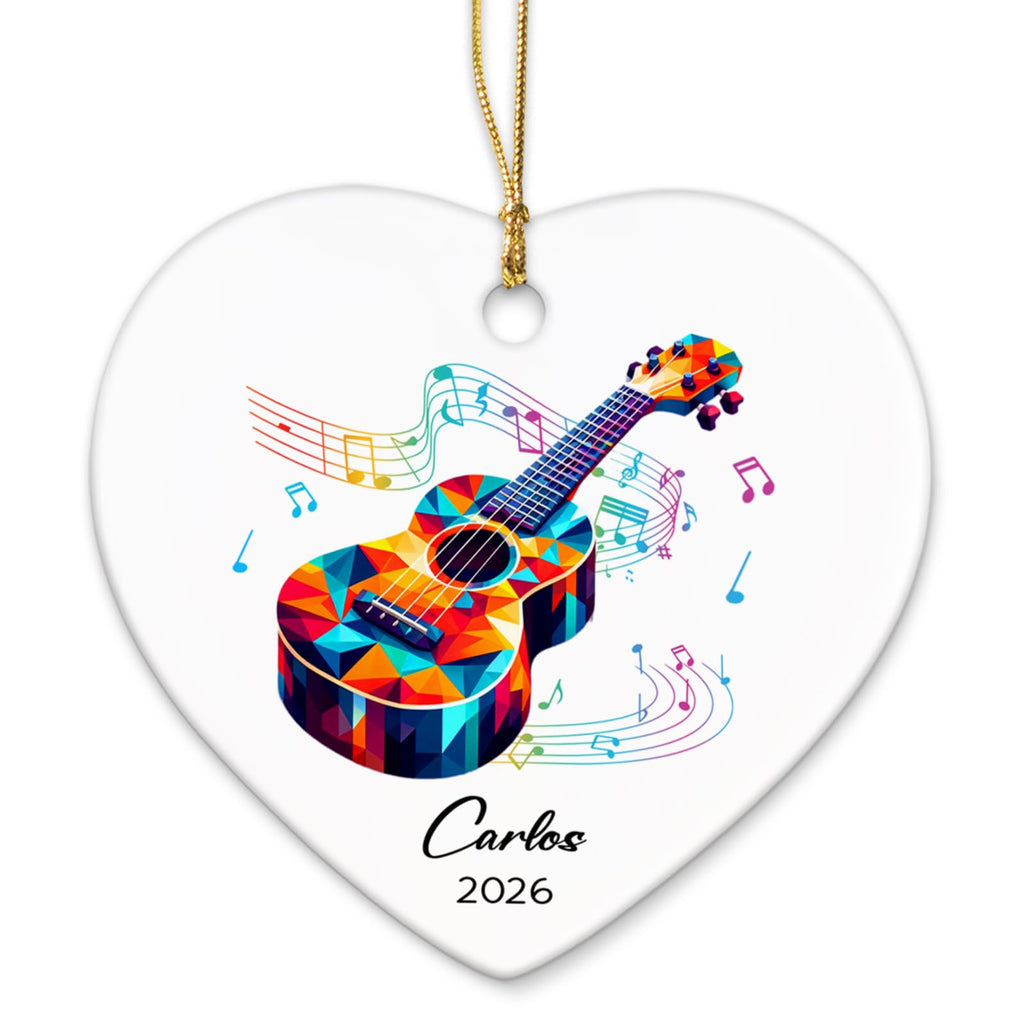 2026 Ukulele Musical Ceramic Ornaments Christmas Tree, Personalized Ukulele Player Ornament Gifts, Musician Ceramic Ornaments, Customized Instrument Xmas Hanging Ornament Keepsake with Name & Year