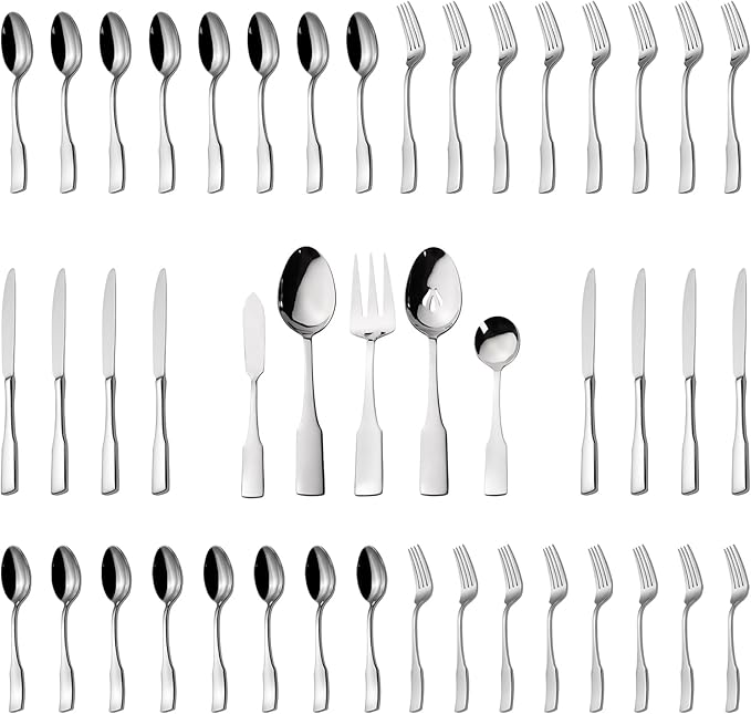 Alata Kate 24-Piece Silverware Set with Steak Knife, Stainless Steel Flatware Set Service for 4, Mirror Polished Cutlery Set Dishwasher Safe