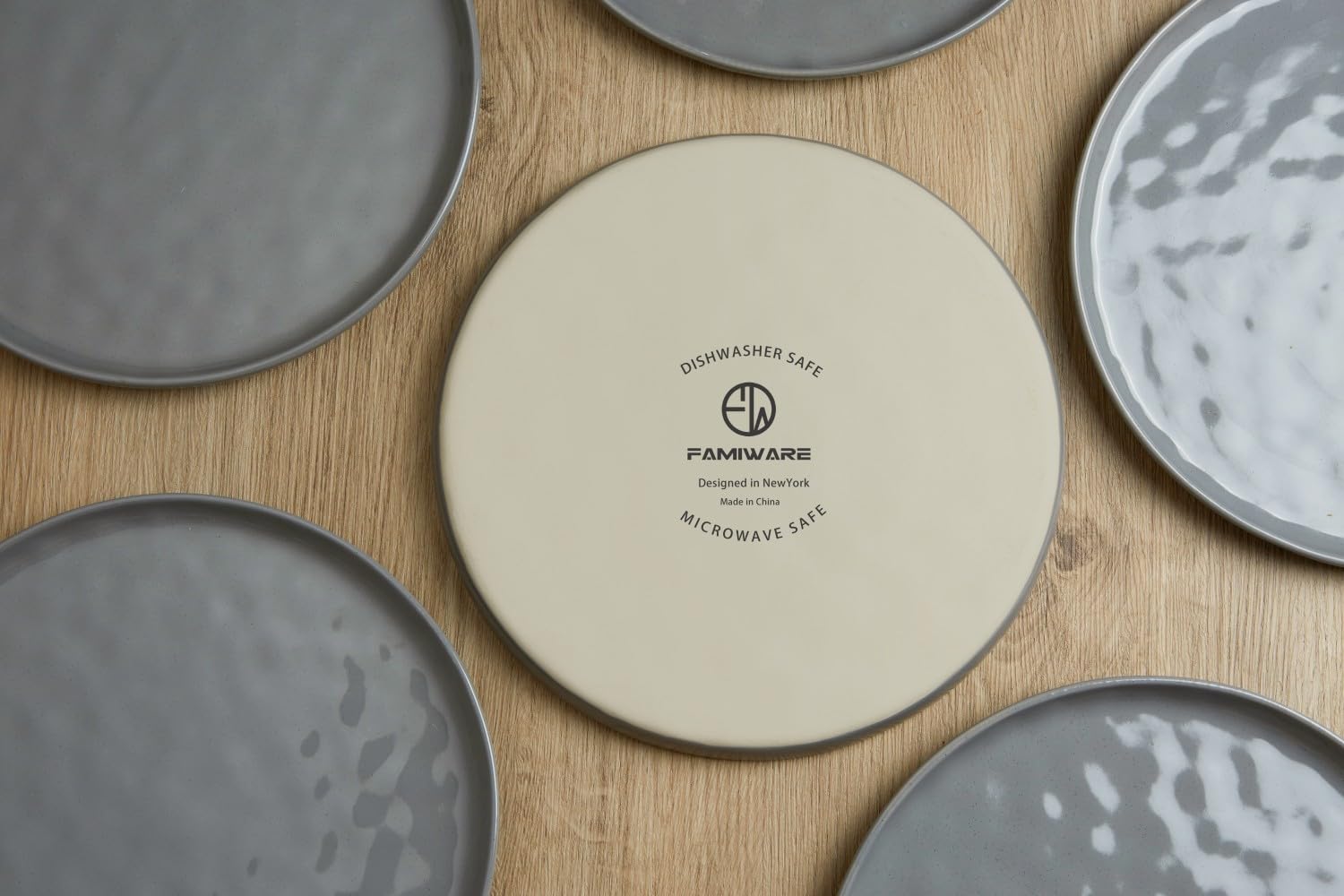 Famiware Mars Stoneware Dinnerware Set for 4, Dark Gray