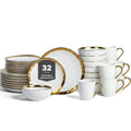 Stone Lain Florian Modern Porcelain Dish Set, 32-Piece Dishes for 8, White