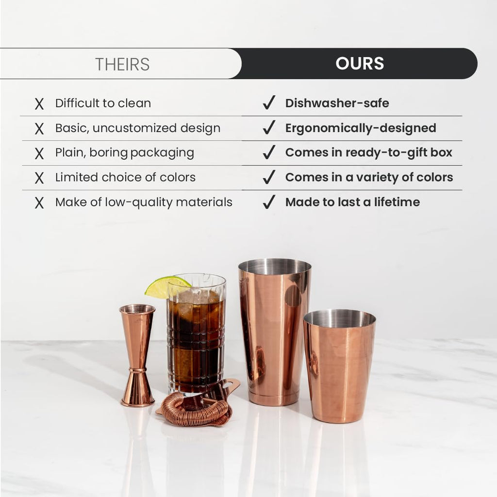 A Bar Above 4 Piece Cocktail Shaker Set with Cocktail Course Included
