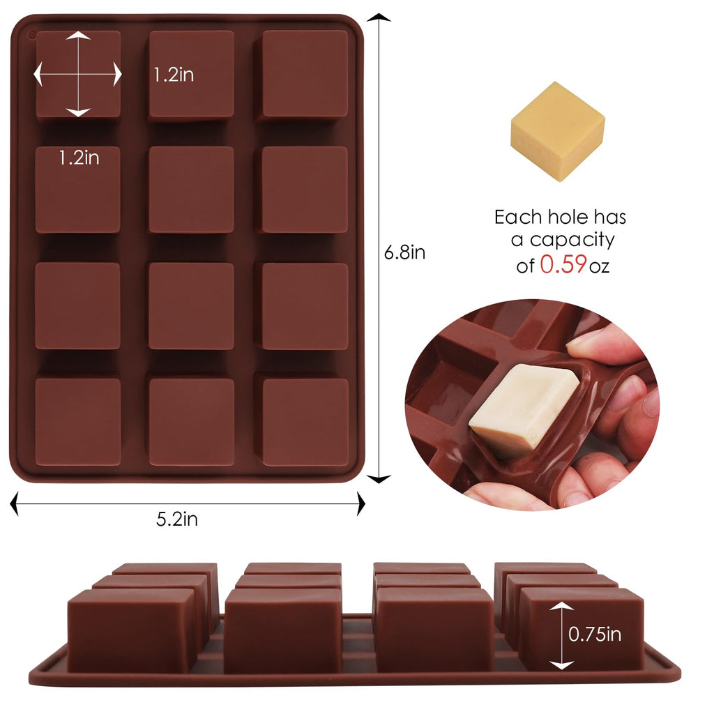 Wax Melts Molds Silicone, 3 Pcs 12-Cavities Chocolate Molds