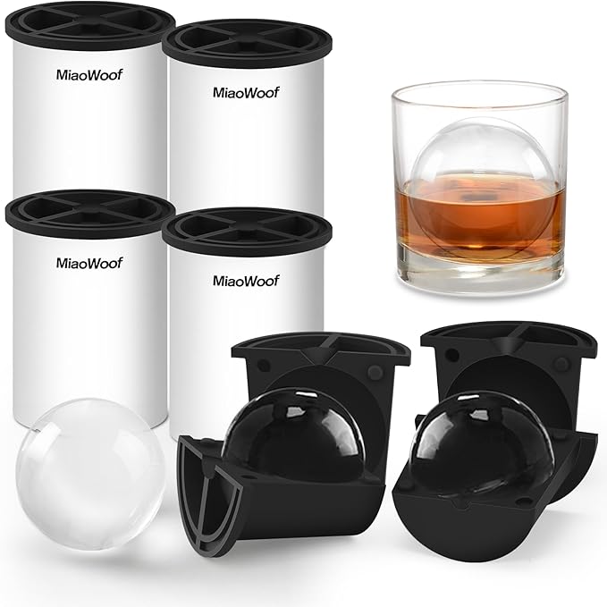 Clear Ice Cube Maker, 2.5 Inch Stainless Steel Crystal Large Clear Ice Ball Maker, Silicone Ice Cube Mold for Cocktails, Drinks & Bourbon, Whiskey Gifts for Men (2 Pack)