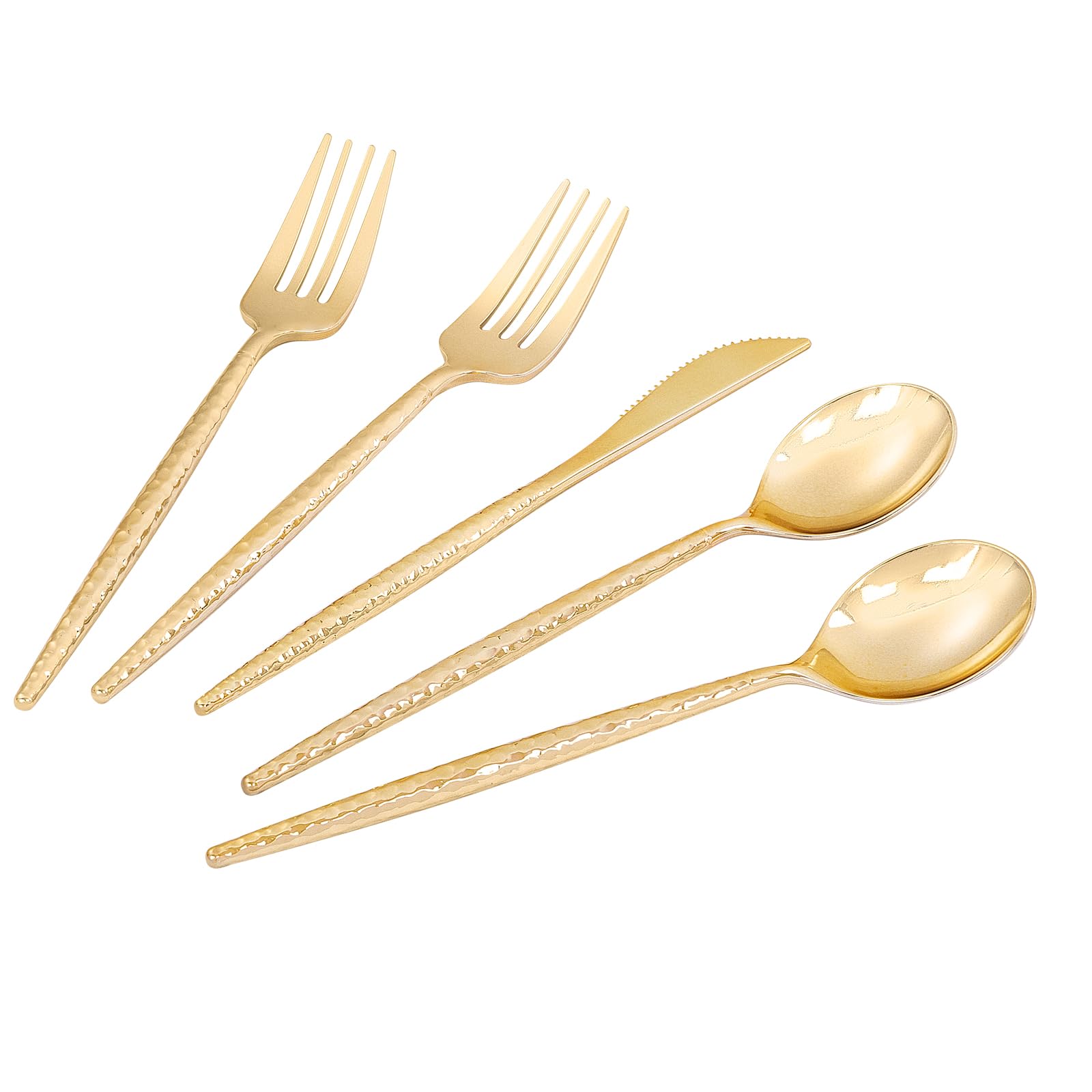 LIYH 102Pcs Gold Heavy Duty Plastic Silverware Set for Wedding Parties