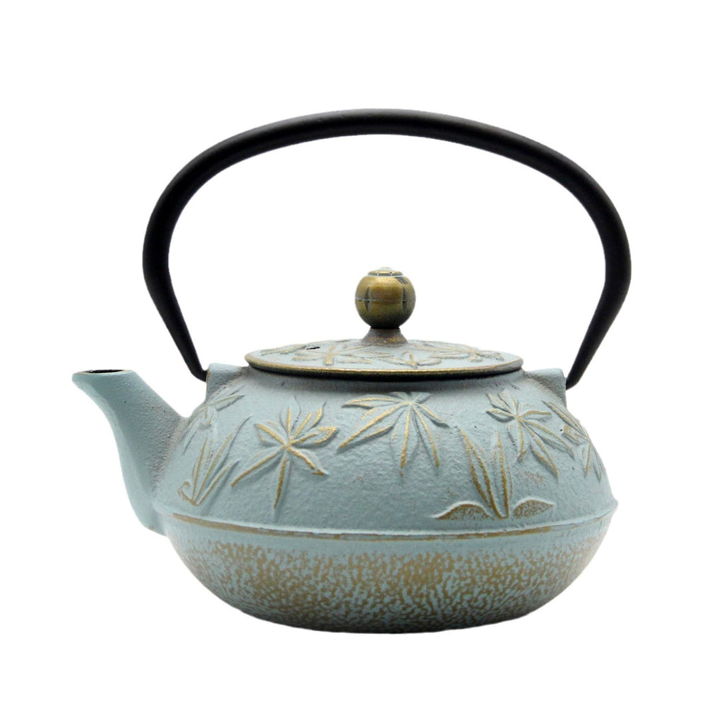 SECHUDO Cast Iron Teapot Tea Kettle with Stainless Steel Infuser for Stovetop Safe Coated with Enameled Interior Japanese Tetsubin with Maple Leaves Pattern(30.4oz/900ml) (Color-5)
